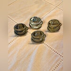 Set of 4 Metal Coffee Cup Napkin Rings